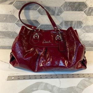 Sassy red slick leather Coach bag